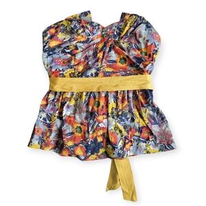 Anthropologie Porridge Floral corset top With Peplum And Sash Size 6 Multicolor